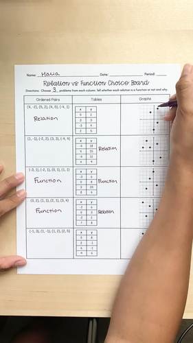 Relation vs Function Choice Board by mathwithmsrivera | TpT
