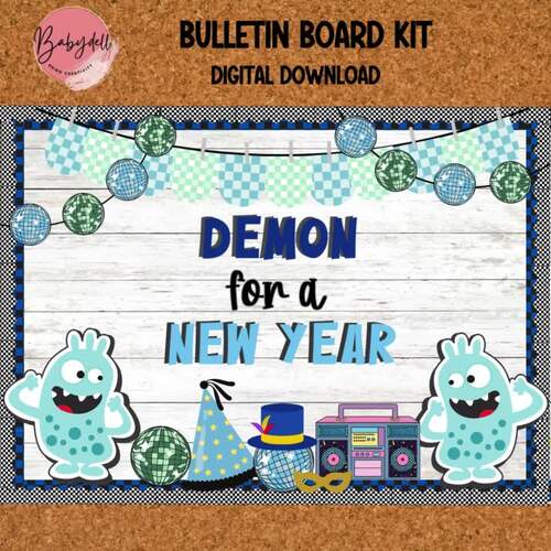 New Year Bulletin Board Kit | Disco Monsters | January Classroom Decor