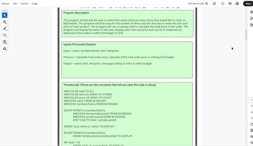 Python Programming McDonalds Project Text Based Coding 8th to 12th Grade