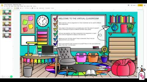 Virtual Classroom Background Editable Google Slides Template, Virtual ...