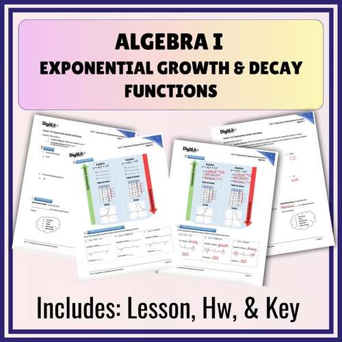 Exponential Growth & Decay Guided Notes and Worksheets | 8th-10th Grade ...