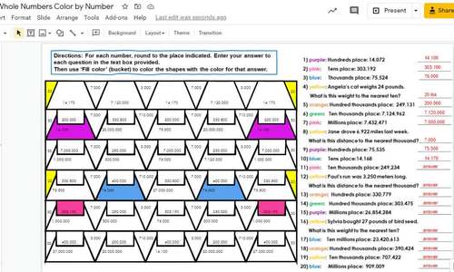 Rounding Whole Numbers Color by Number Distance Learning | TpT