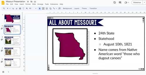 Missouri Unit Study with Interactive Notebook with Digital and Presentation