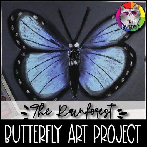 Preview of Tropical Rainforest Art Project, Blue Morpho Butterfly Art Lesson Activity