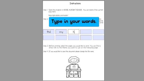 Editable Sight Word Worksheets for 38 different themes by Teaching Trove