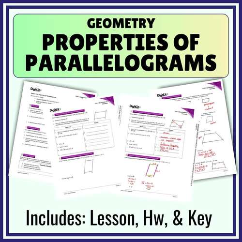 Properties of Parallelograms Guided Notes & Worksheets | 9th-11th Grade ...