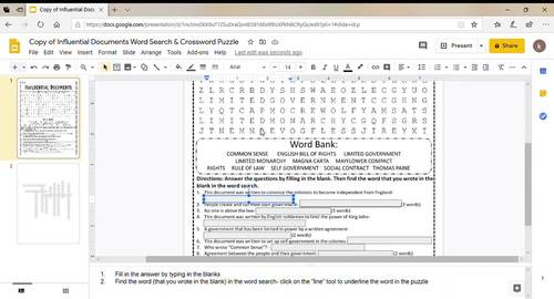 Goals of the Preamble Word Search & Crossword Puzzle Civics SS.7.C.1.6  Google