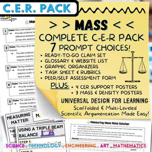 CER Measuring Mass Scientific Arguments: 7 Claim Options & More! Middle ...