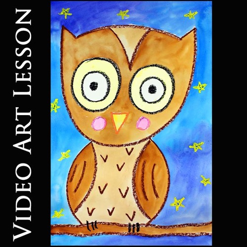 Preview of HOOT OWL Art Project | SEL Directed Drawing & Painting Lesson for FALL & AUTUMN