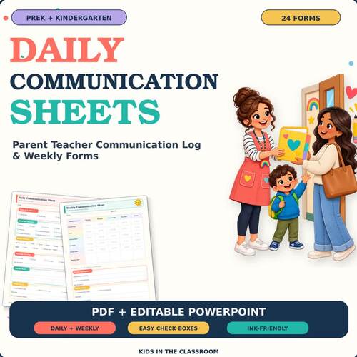 Daily Communication Log PreK-K | Parent Communication Log & Weekly Forms