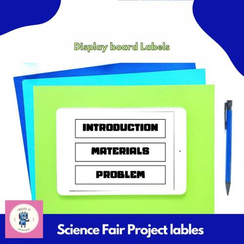 Science Fair Display Board Labels, Science Fair Project labels CT font