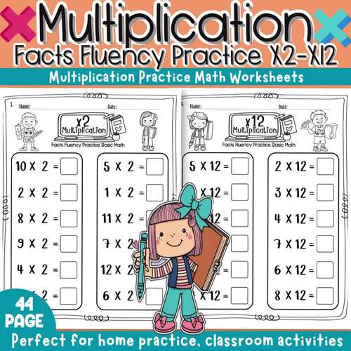 Multiplication x2 x12 Facts Fluency Practice Worksheets Master Basic Math