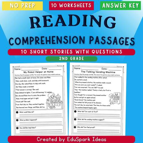 Reading Comprehension Passages 2nd Grade Short Stories Worksheets