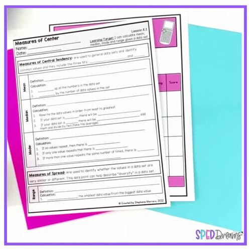 Data and Statistics Complete Guided Notes Unit Algebra Practice Exit ...
