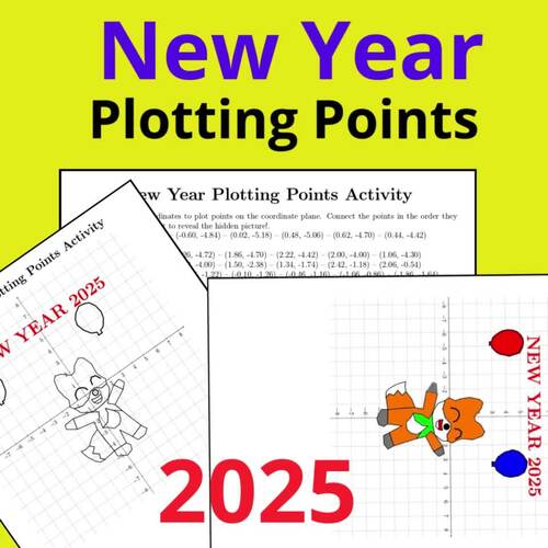 New Year 2025 Plotting Points Activity Coordinate Plane Fun! Winter