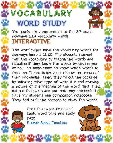 Interactive 2nd Grade Vocabulary Study 2 by Froggy About Teaching