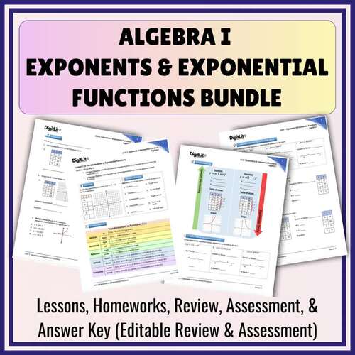 Exponential Functions Unit for 9th Grade Algebra | Guided Notes, Review, Test