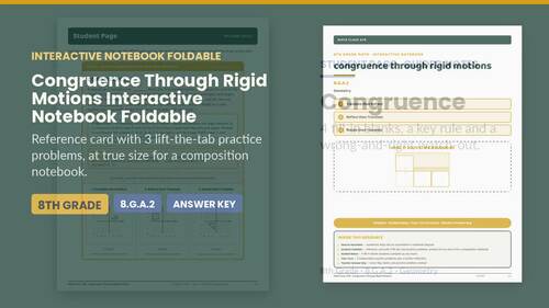 Congruence Through Rigid Motions Interactive Notebook Foldable | 8th ...