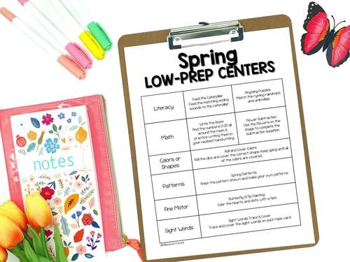 Spring Preschool Centers Bundle Math & Literacy Activities Pre-K 3 TK Kinder