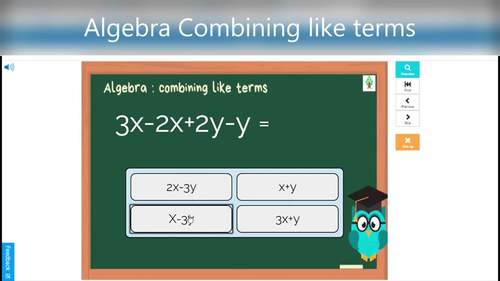 Algebra : Combining like terms Boom card by SG Math Guru | TPT