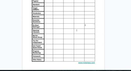 Lesson Plan Template for Elementary, Middle and High School - Editable