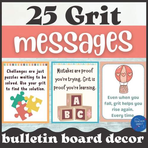 Grit Posters | Back to School | Growth Mindset Classroom Decor Bulletin ...