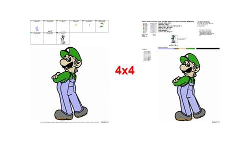 Classic Luigi Super Mario Bros character embroidery designs with ...