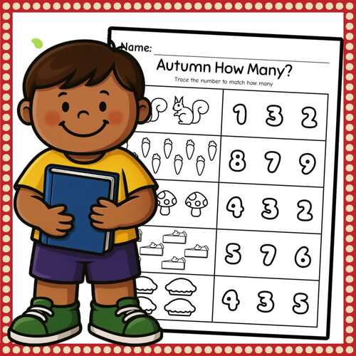 Autumn How Many Worksheets | Fall Counting Practice for Kindergarten ...