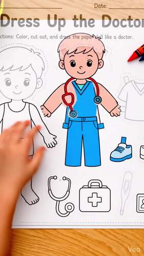 Community Helpers Paper Doll Craft | Dress Up Cut and Paste Worksheets