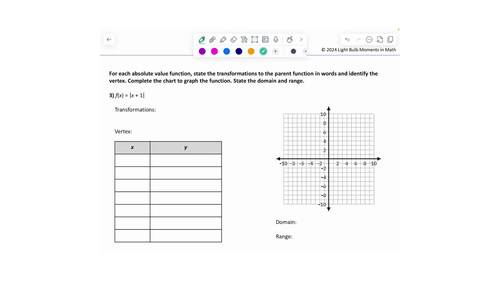 Graphing Absolute Value Functions Guided Notes, Worksheet, & Videos ...