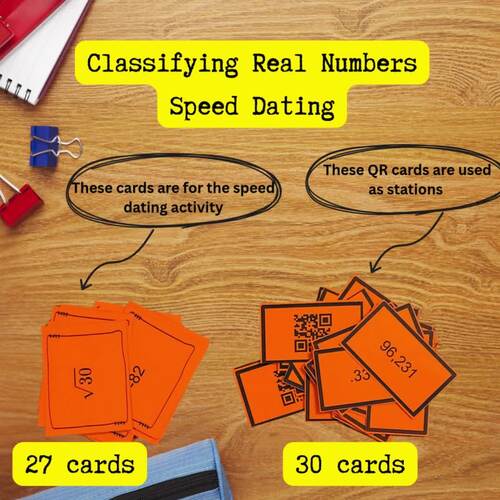 Classifying Real Numbers Speed Dating Activity plus QR Code Station & Worksheet