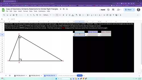 Similar Right Triangle Similarity Statements| Self-Grading| Flexible ...
