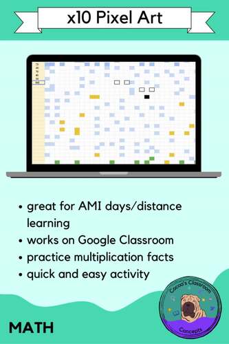 x10 Multiplication Pixel Art Math Activity - Basic Multiplication Fact Fluency
