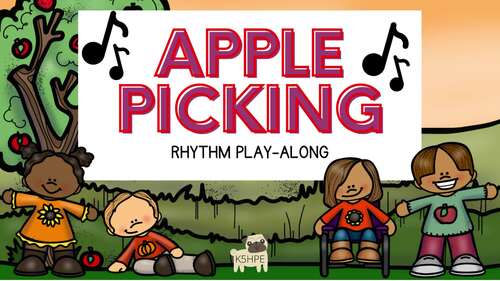 Preview of Apple Picking Fall Rhythm Play Along, Music Flash Cards, Steady Beat Rhythms