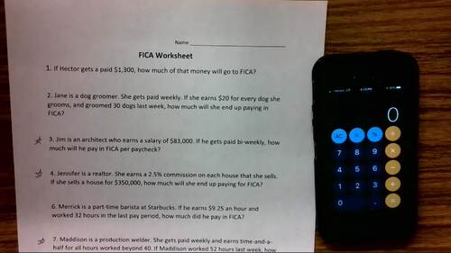 Preview of FICA Worksheet with Video Walk-Through