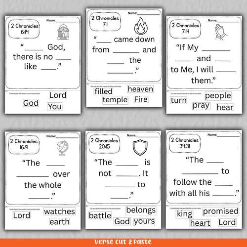 2 Chronicles Bible Verse Memory Learning Activity Worksheets & Memory Cards