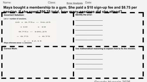 Two‑Step Equation Error Analysis Worksheets |Real‑World Word Problems ...