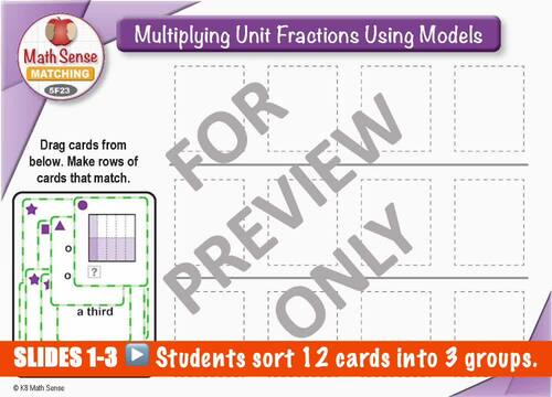 Multiplying Unit Fractions DIGITAL MATCHING: 15 PPT / Google Slides 5F23-U