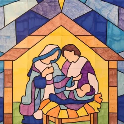 "Stained Glass" Christmas Nativity Scene Collaboration Poster TpT