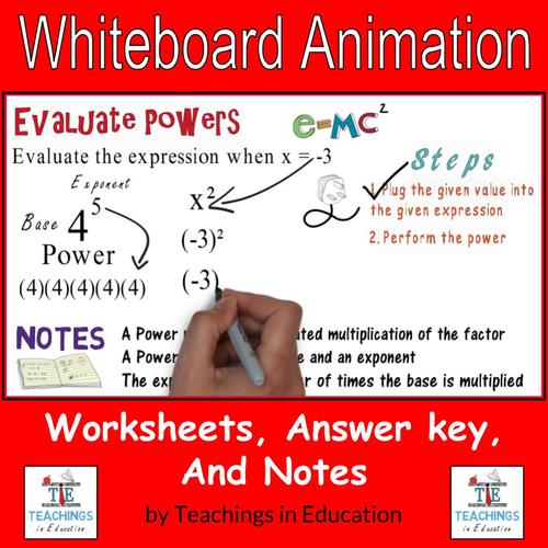 Preview of Evaluate Powers: Whiteboard Animation Packet