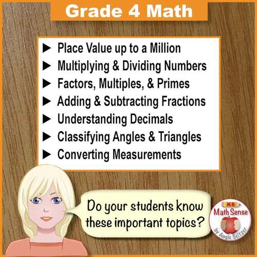 Grade 4 Math Self-Assessment and Review BUNDLE | Pretests, Posttests, Tutoring