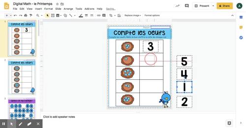 Digital FRENCH Spring Math Worksheets for Google Classroom ...