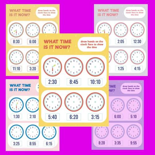 Telling Time to the Nearest 5 Minutes Draw the hands on the clock