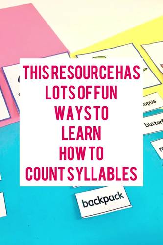Counting Syllables Activities, Word lists and worksheets for Kindergarten