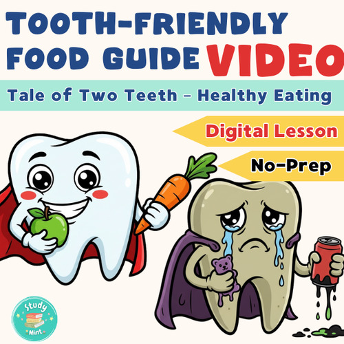 Preview of Dental Health VIDEO | Happy Tooth vs Sad Tooth Story | Dental Health Month K-1