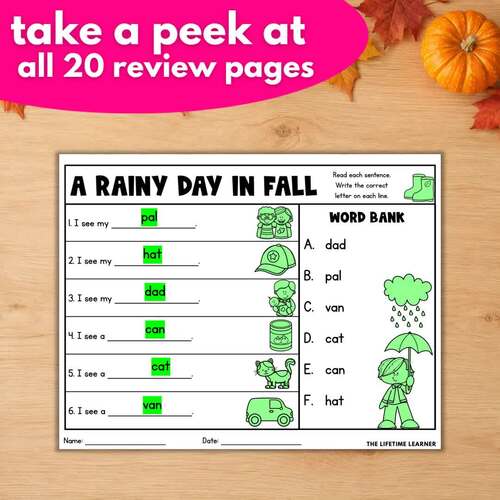 Kindergarten Fall Reading Packet Phonics Worksheets End of Year ...