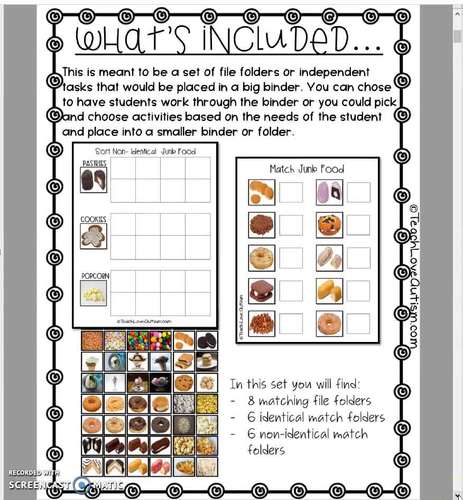 Real Photo File Folders: Junk Food by Teach Love Autism | TPT