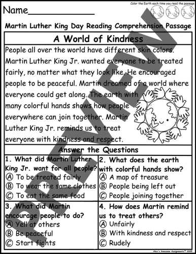 5 Martin Luther King Jr. Day Reading Comprehension Passages 1st Grade ...