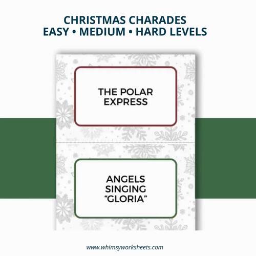 Christmas Charades Game Printable | 75 Holiday Party Cards for Kids ...