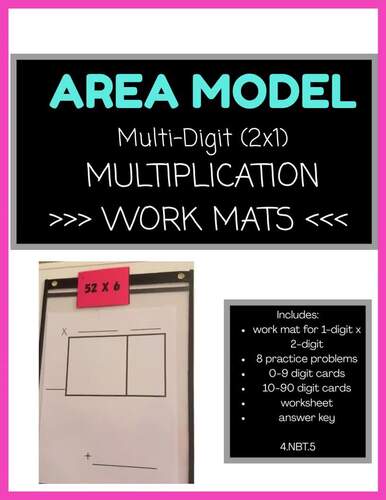 2 Digit by 1 Digit Multiplication Area Model Practice